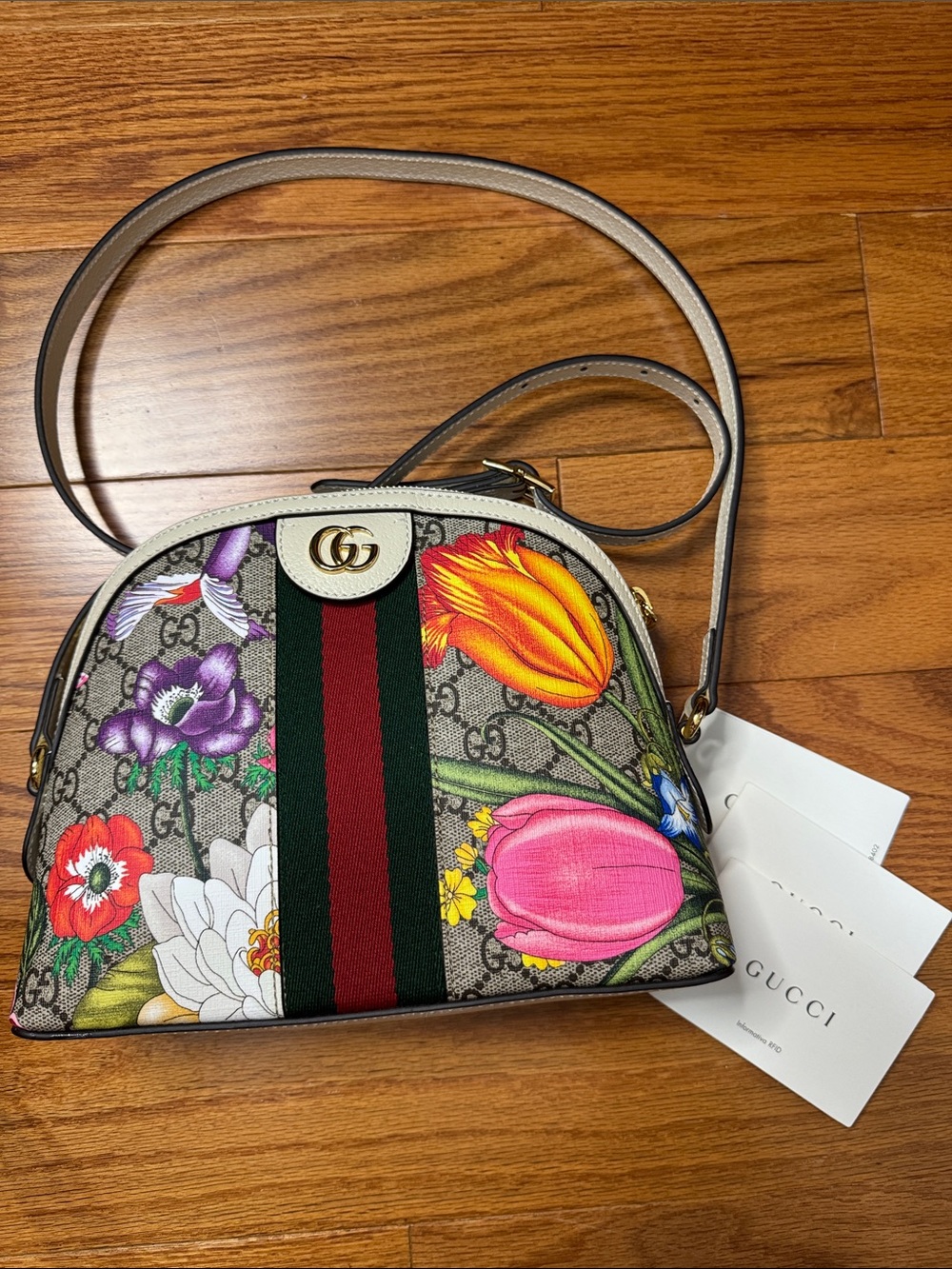 Gucci Floral GG Supreme Web Small Dome Crossbody in Multicolor